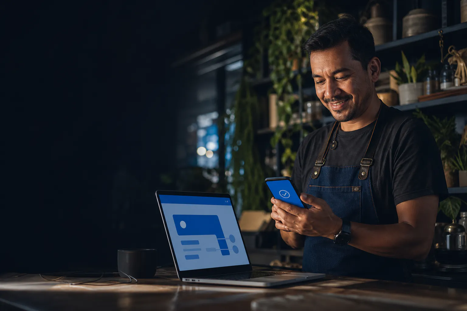 Comercio recibiendo un pago electrónico con Qrovia