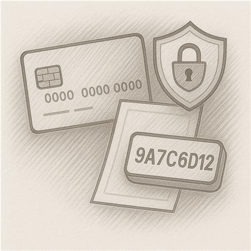Ilustración de tokenización: la tarjeta se reemplaza por un código