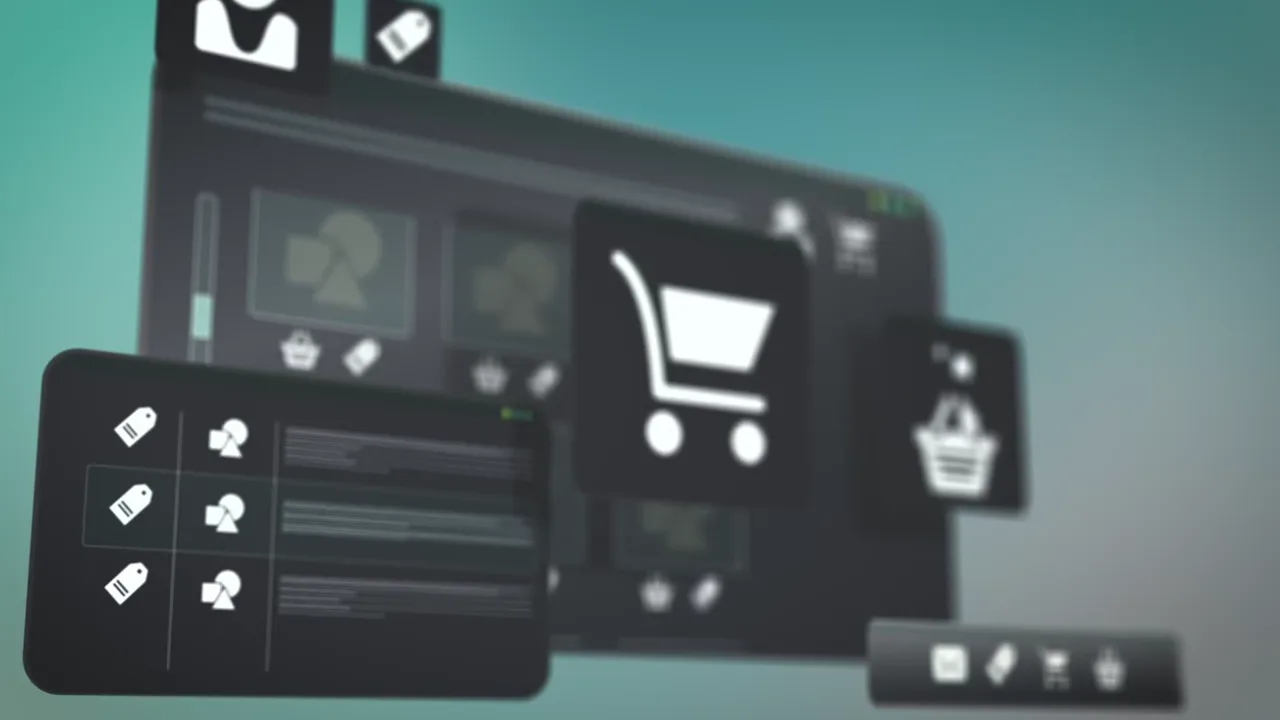 Animación de una integración de comercio electrónico procesando pedidos
